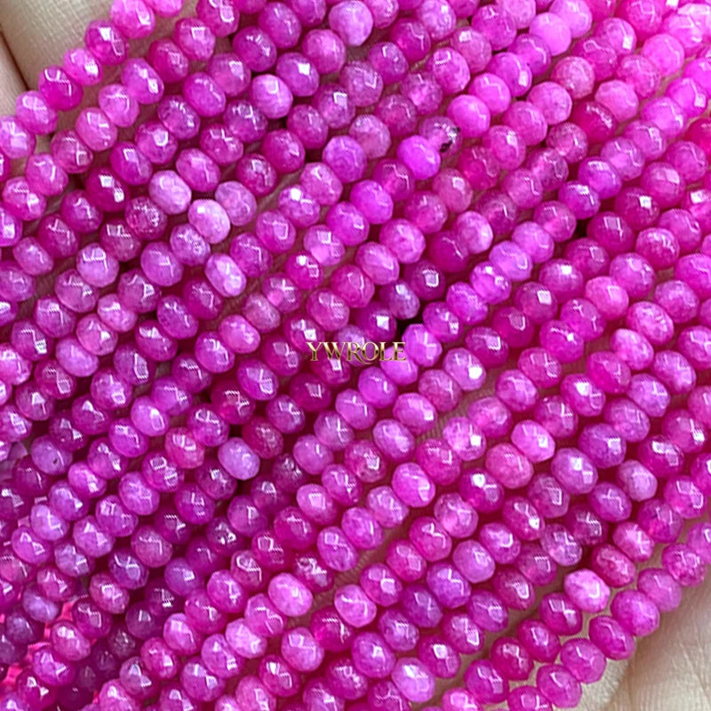 3x4mm Rondelle Faceted Natural Stone Chalcedony Tourmaline Color Loose Spacer Beads for Jewelry Making Diy Bracelet Accessories