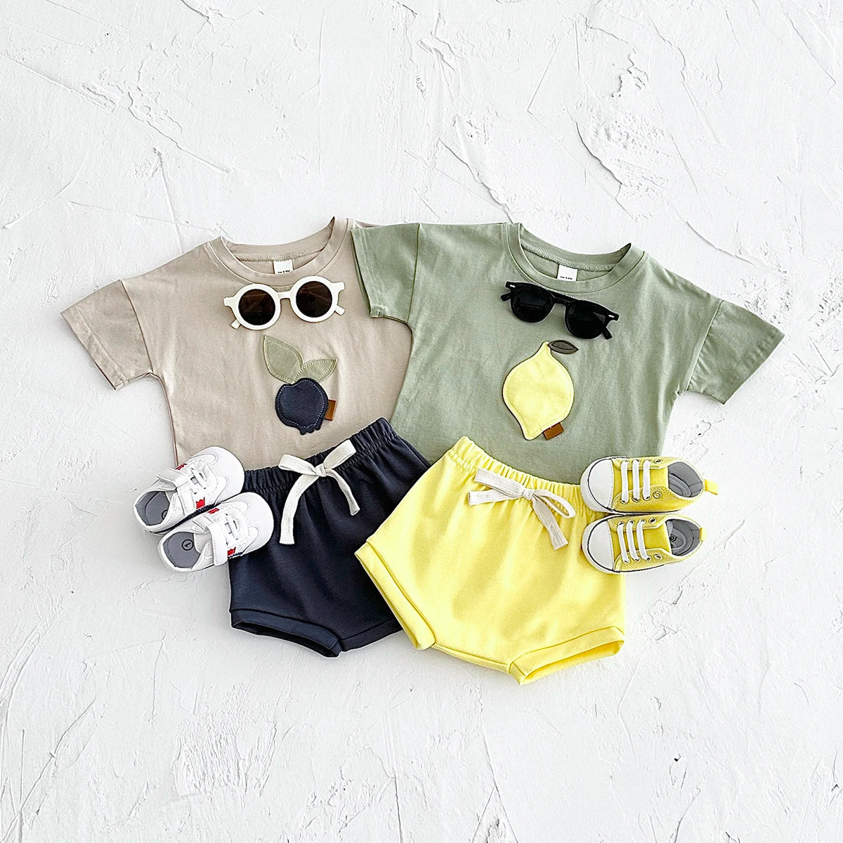 2Pcs Set Baby Boy Girl Clothing Toddler Baby Summer Clothes Blueberry Patch T-shirt+Shorts Newborn Boy Girl Summer Outfits