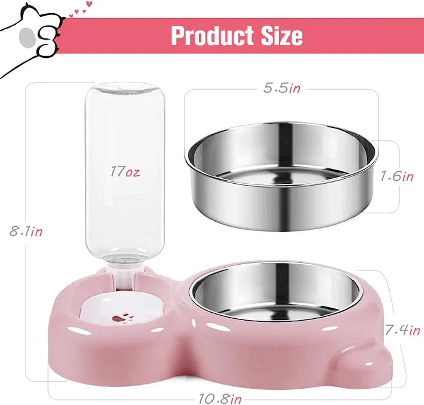 Keep Your Pet Hydrated and Well-Fed with This 2-in-1 Food and Water Bowl Set and Automatic Water Bottle!