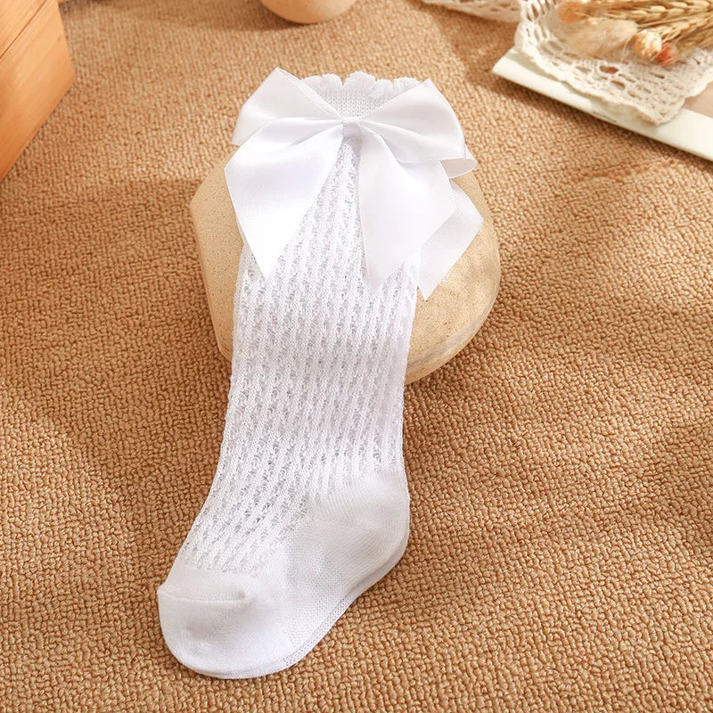 Summer Baby Socks Toddler Cute Big Bow Knee High Socks Mather Kids Children Boy Girls Newborn Floor Cotton Socks Baby Accessorie