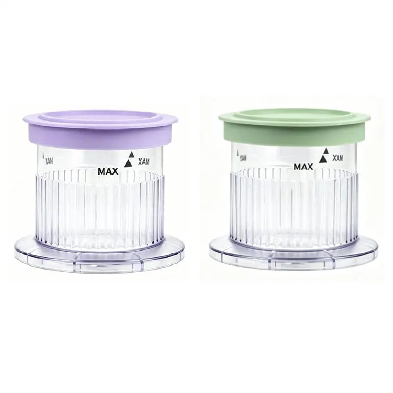 A67Z For Cuisinart Compatible Ice Cream Maker Dessert Cups With Lids- 2 Pack For Fastfreeze 5-In-1 Machine Green Purple