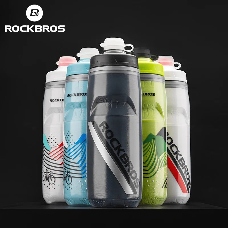 ROCKBROS 620ml Cycling Water Bottle Cold Water Insulated Thermal Silicone Bottle Outdoor Sports MTB Road Bike Bicycle Bottle