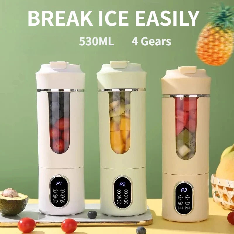 New Upgrade 530ml Wireless Portable Juicer Cup 7.4V 12 Stainless Steel Blades 4 Speed Gears USB Rechargeable Ice Crusher Mini El