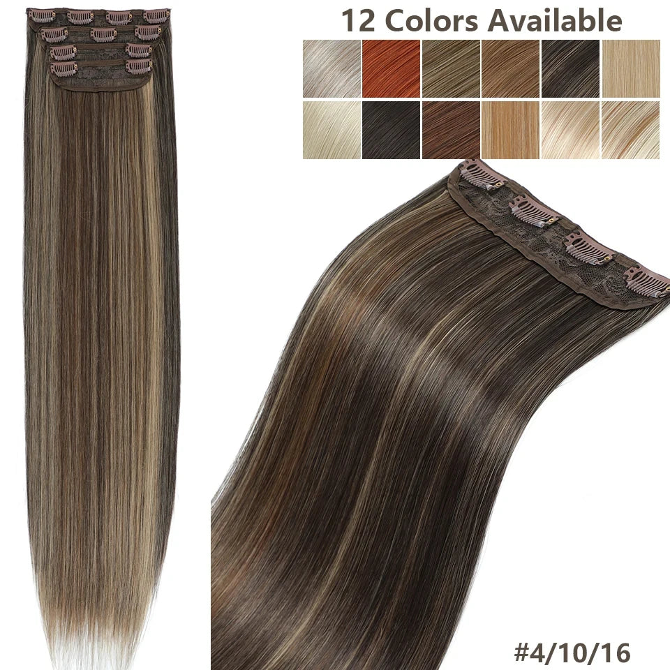 24Inches 200Grams M888 Ombre Blond 27/613 4Clips In Straight Hair Extensions Bio Heat Resistant Soft Nature Synthetic Hairpieces