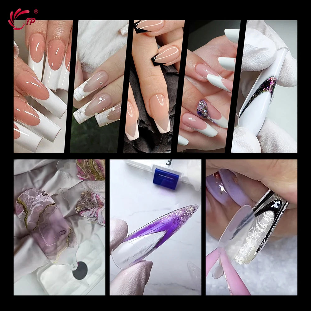 TP 24pcs French Dual Form Nail Silicone Pad for Nail Gel Polish Reusable Soft Top Mold Duet System Nail Forms Stickers Nail Tool