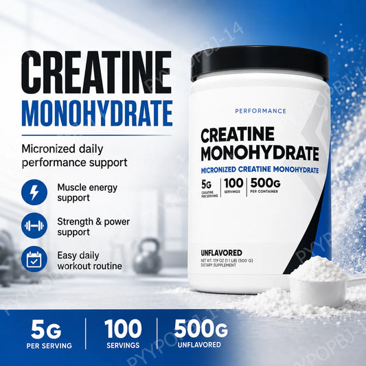 Creatine Monohydrate Micronized Powder Unflavored 5g Per Serving 100 Servings Muscle Energy Strength Power Support 500g