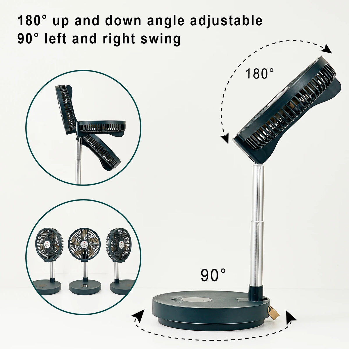 Portable Standing Fan with Remote Controller Foldable Desk Fan Rechargeable Powered Pedestal Fan for Camping desktop Fan 10 inch