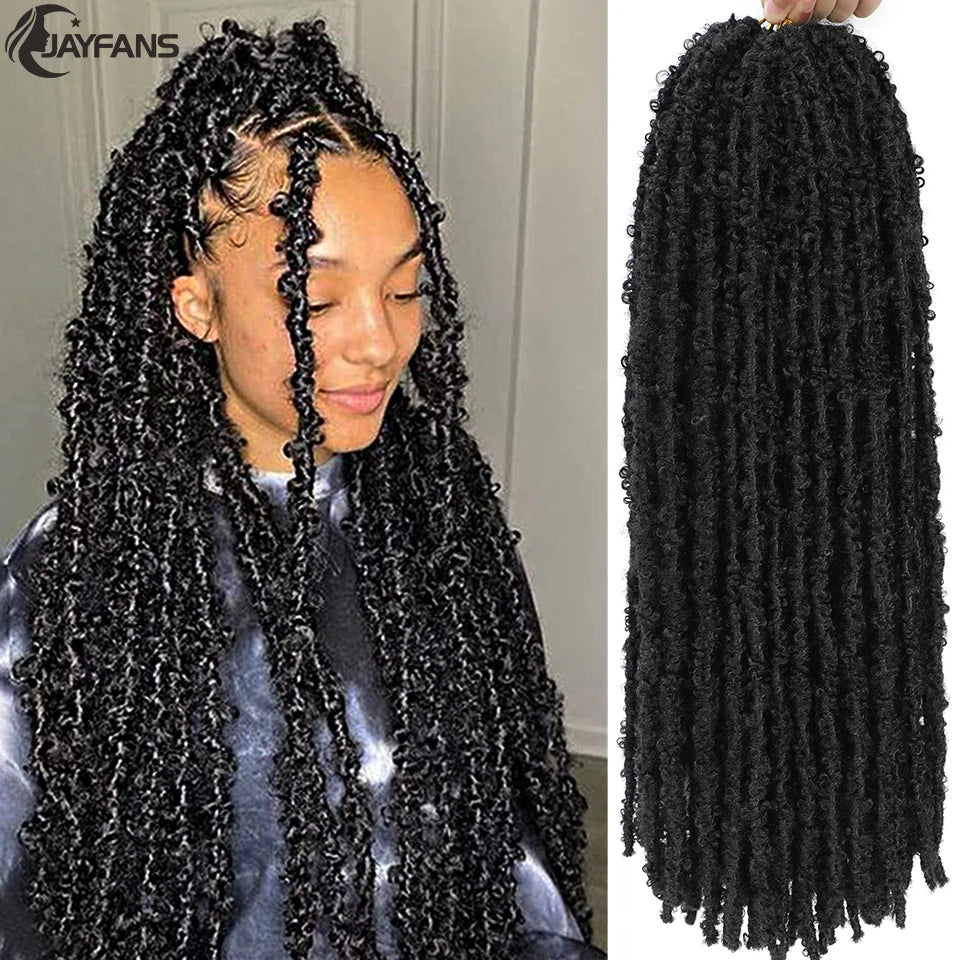 18 24 Inch Butterfly Locs Crochet Hair Extensions Synthetic Distressed Butterfly Soft Locs Crochet Braids Hair for Black Women