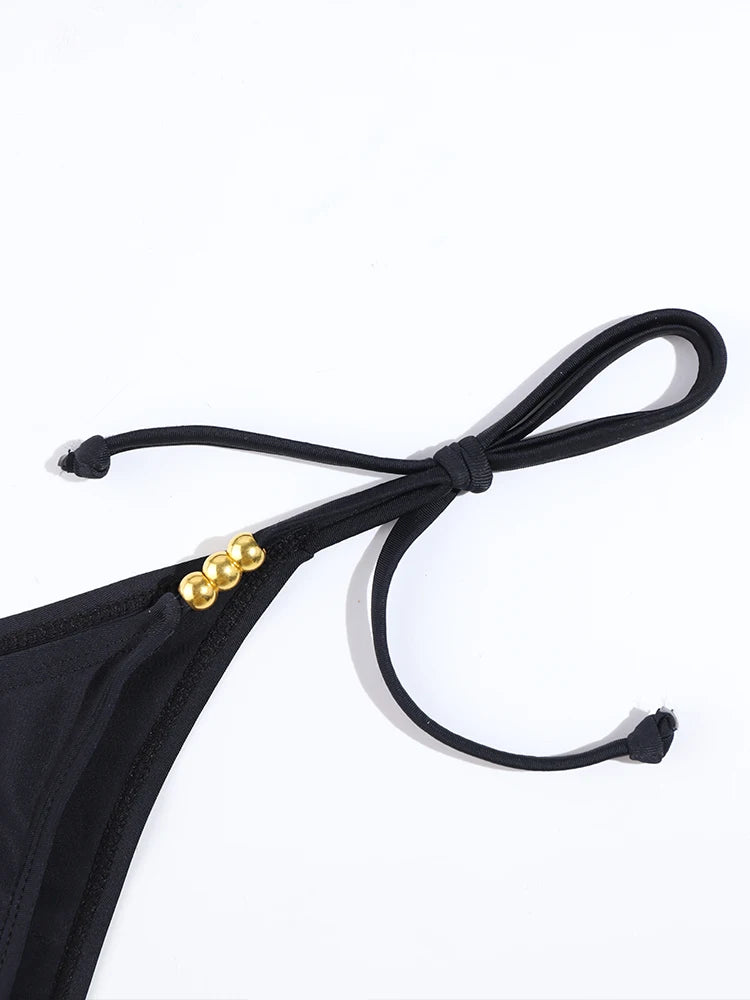 Sexy Triangle Bikini Sets Micro Thongs Swimsuit Women Bathing Suit  BeachwearSolid Color Swimwear Thong Bikini