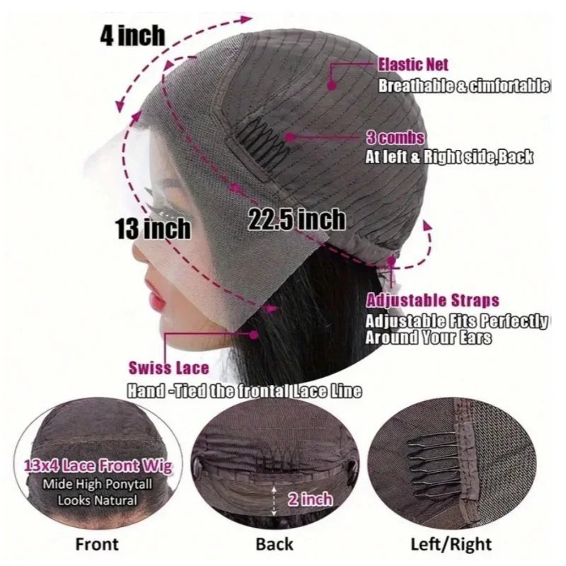 250% Density 42 Inch 13x4 Body Wave Lace Frontal Wigs Human Hair Pre Plucked 13x4 Frontal Wigs Human Hair HD Lace Body Wave Wigs