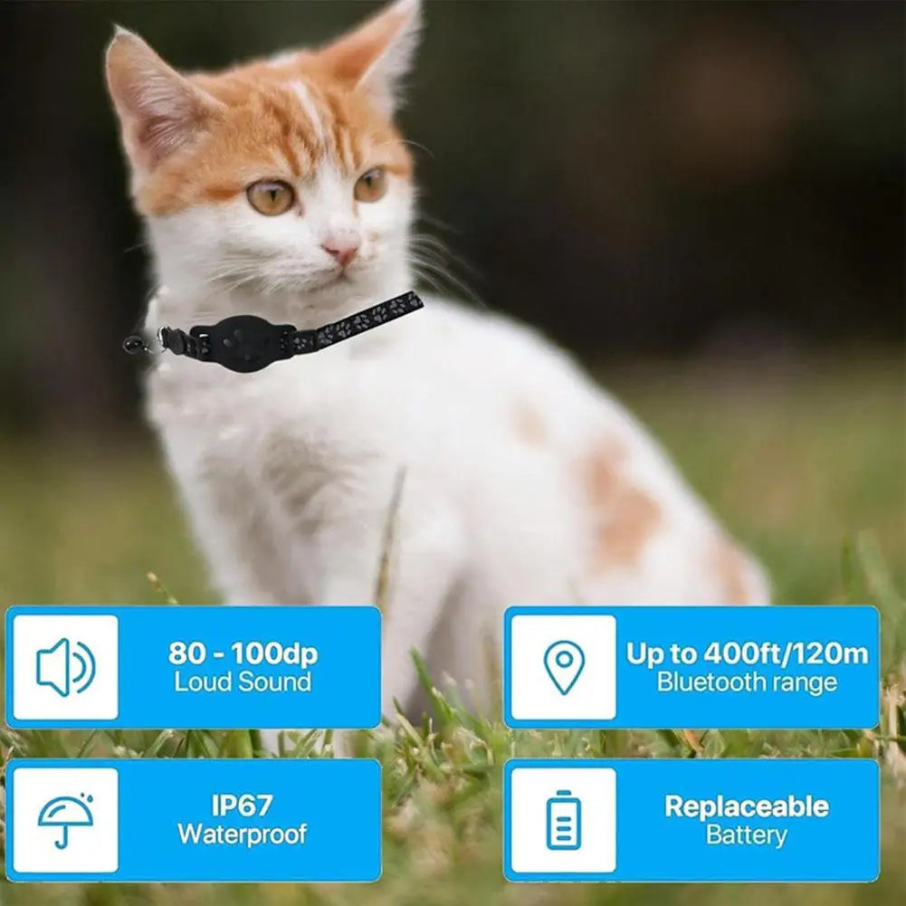 GPS Cat Collar with Reflective Strap, Mini Real Time Pet Location Device, Waterproof Anti Lost Finder for Outdoor Kitten S7X8
