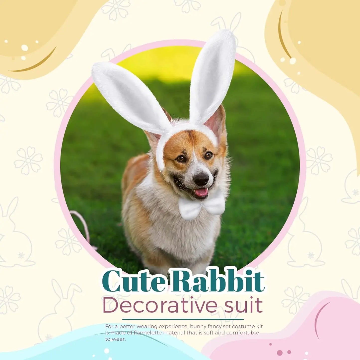 Halloween Bunny Costume Accessories Set Bunny Nose Tail Tie and Ears for Boys Girls Halloween Party Cosplay