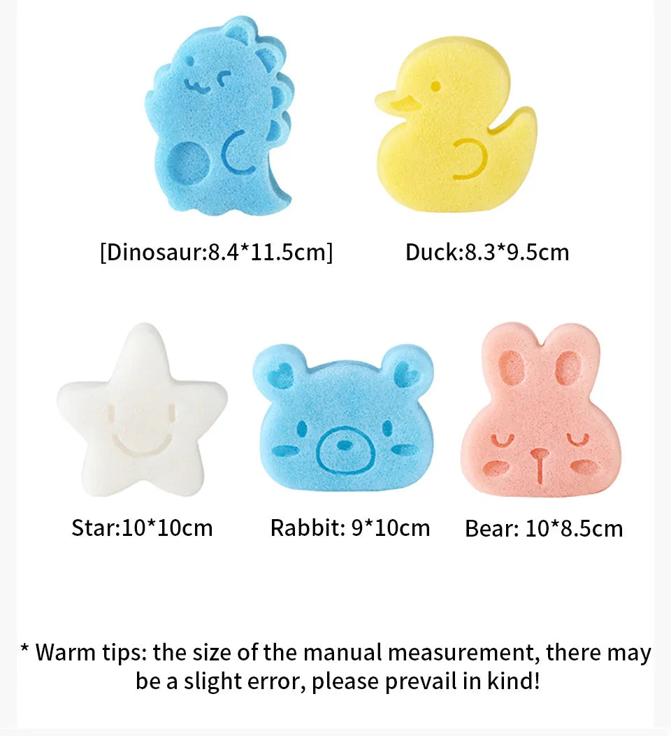 AIBEDILA Children's Bath Sponge Cute Baby Shower Sponge Cleanser Brush Soft Skin-friendly Bath Rubbing Kids Sponge Newborn
