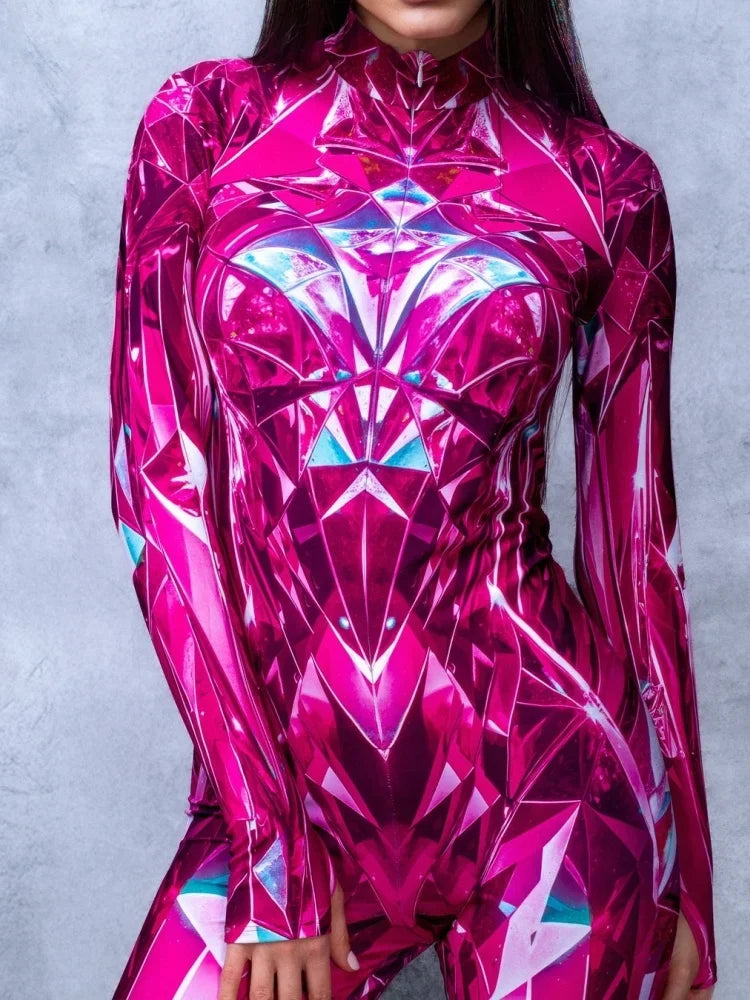 Halloween New Fashion Pink Adult Female Girlfriends Costume Cosplay Tights Cyberpunk Steam Tights Stage Role-playing Costumes