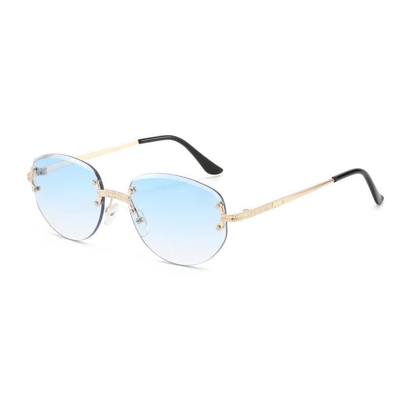 Rimless Sunglasses Irregular Fashion Popular Women Men Shades Small Square Sun Glasses for Female Male Summer Traveling Oculos