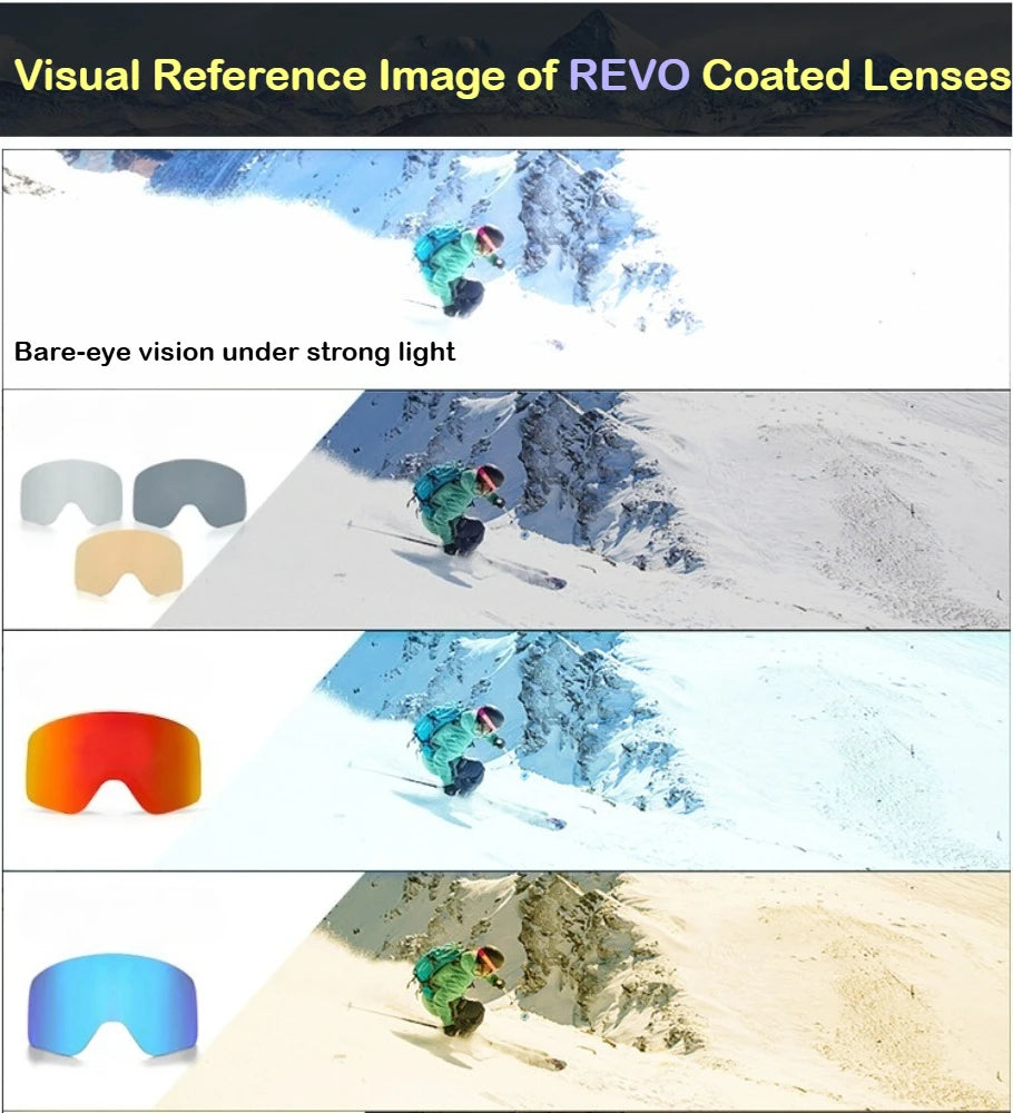 Double Layer UV400 Ski Goggles Anti-Fog Anti-UV UV400 REVO TPU Glasses Eyewear for Adult Skiing Outdoor Sports Snowboard Winter