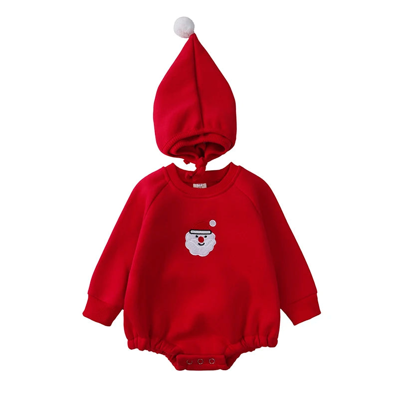 Fashion Baby Romper with Hat Warm Newborn Infant Jumpsuits Boy Girl Embroidery Fleece Cotton Bodysuit for 0-24M Cute Clothes
