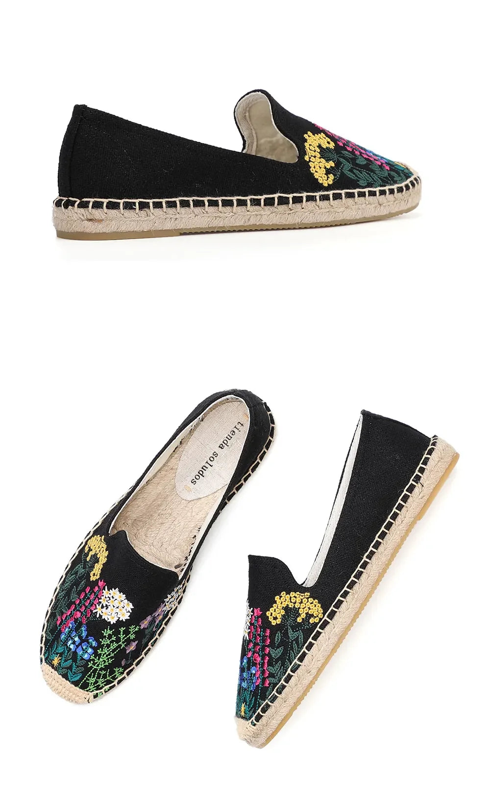 Women's Casual Flats Shoes with Embroidered Hemp Flat Platform Round Toe Spring/Autumn Comfortable