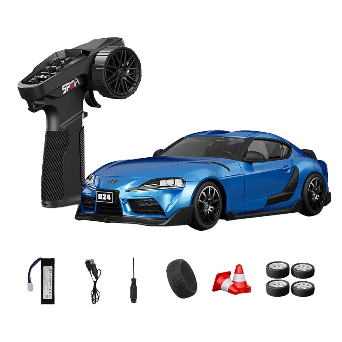 D24 1:24 RC Drift Car 4WD Proportional High Speed Racing Vehicle with ESP Gyro Underglow LED Dual Tires Remote Control Sport Car