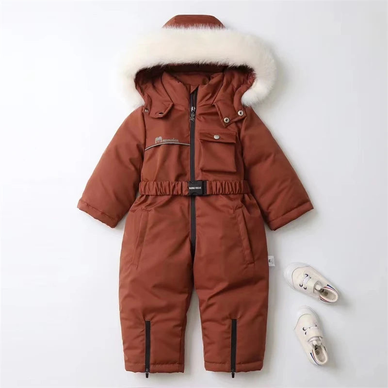 Baby Winter Jumpsuit Thicken Boys Ski Suit Coat 1-5Yrs Warm Children Jacket Waterproof Hooded Baby Girls Snowsuit  -30 Degree