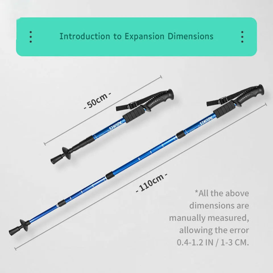 AOLIKES Aluminium Alloy Teleskopic Stick Hiking Poles Bastão De Trekking Walking Stick Ultralight Absorber Walking Cane