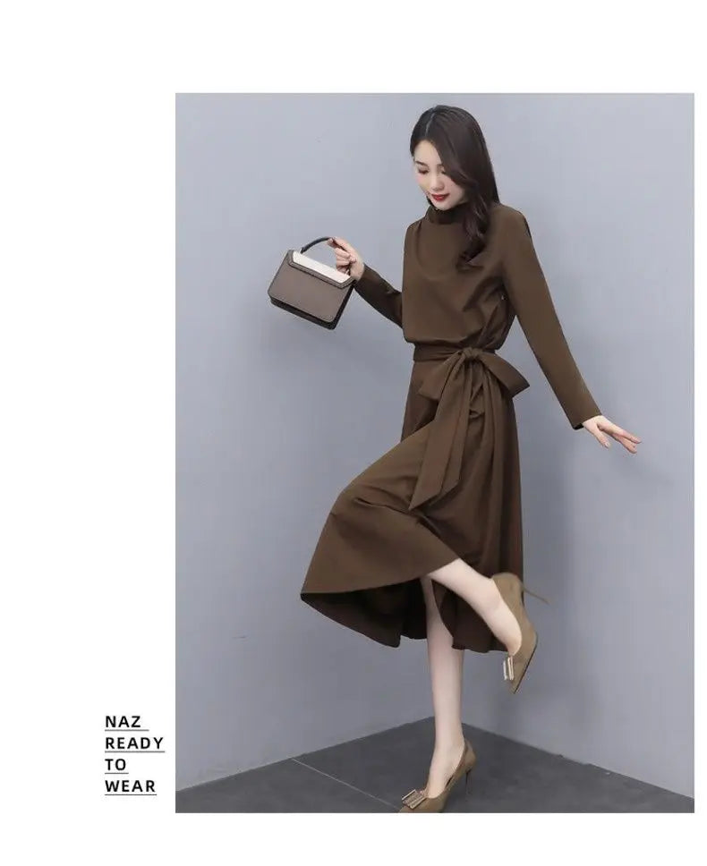 Long Sleeves Dresses Women's Elegant Midi Dresses for Women Womens Office Dress Woman Streetwear Autumn Winter Korean Style New