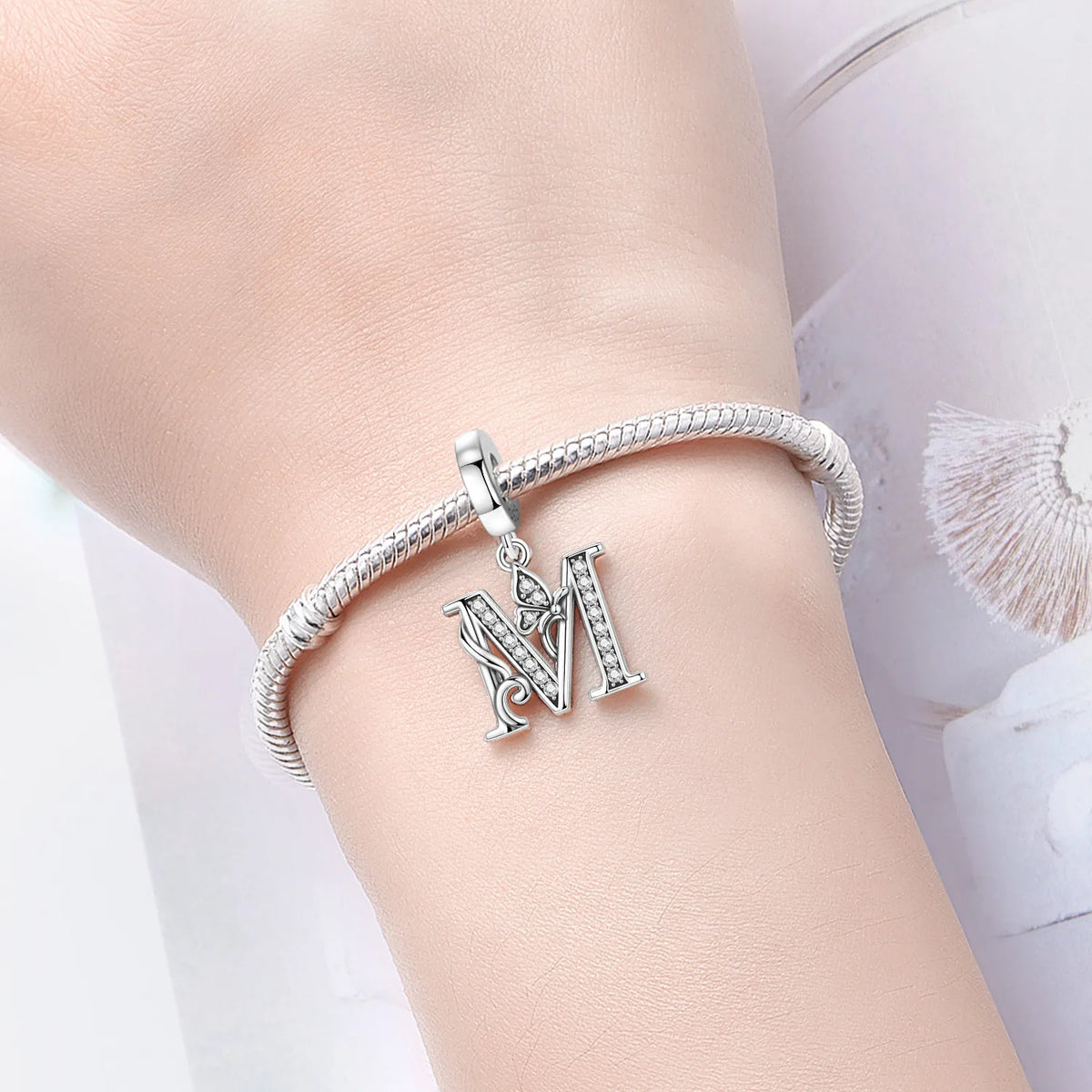 2026 New 925 Sterling Silver Zircon Scroll Grass Pattern 26 Letter Bead Charms for Women Fit DIY Bracelet Necklace Jewelry Gift