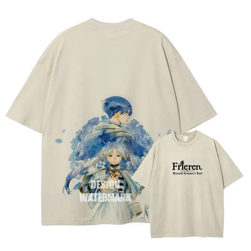 Frieren: Beyond Journey's End Anime Clothing Frieren Kawaii Tshirt Men Women T-shirts Washed Cotton T Shirt Harajuku Male Tops