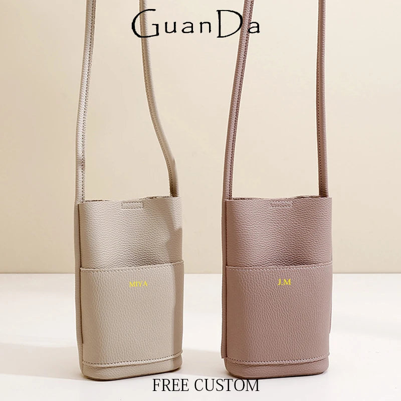Luxury Design PU Leather Phone Bag Custom Letters Woman Cross Body Bag Fashion Travel Lady Engraving Shoulder Bags Wallet Pouch