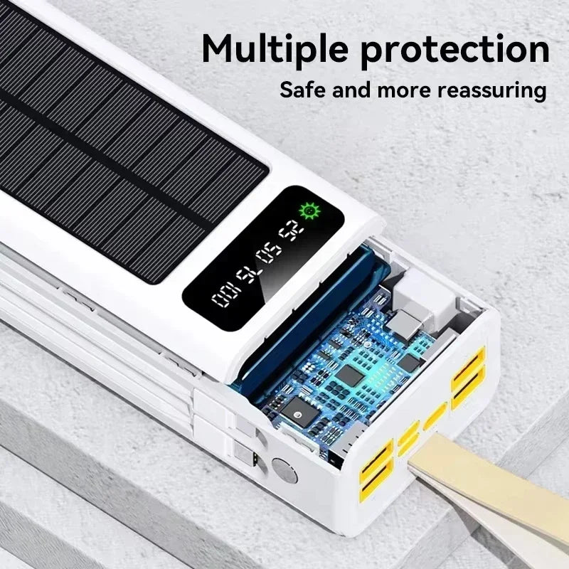 Lenovo 500000mAh Power Bank Large Capacity Portable LED Light Solar External Battery Four Interface Charger Powerbank 2026