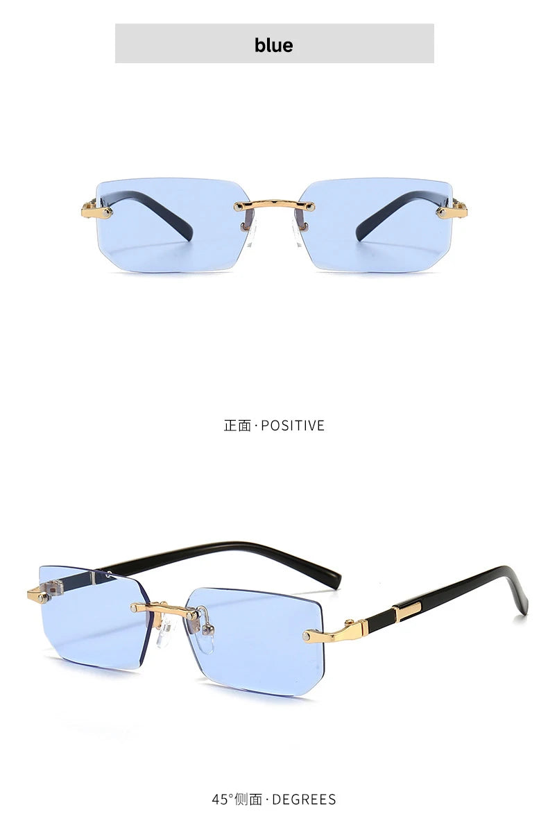 1PCS/2PCS/3PCS Rimless Sunglasses Rectangle Fashion Popular Women Men Shades Small Sun Glasses For Female Male Traveling Oculos