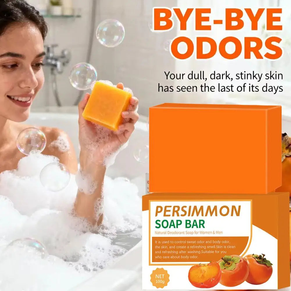 Handmade Persimmon Soap 100g  Essential Oil Deep Cleaning Body Soap Fragrance for Hygienic Cleanliness
