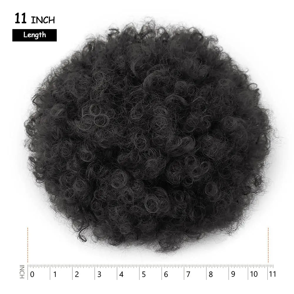 Synthetic Large Afro Puff Drawstring Ponytail Kinky Curly Bun HairPiece African American Clip in Updo Extensions for Black Women