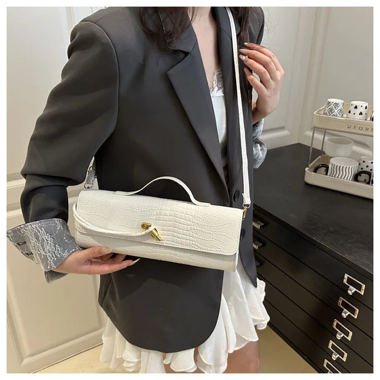 Luxury Design Top-Handle Bag For Women Evening Handbag Long Purse, Crocodile Pattern Crossbody Shoulder Bags Fashionable Outfits