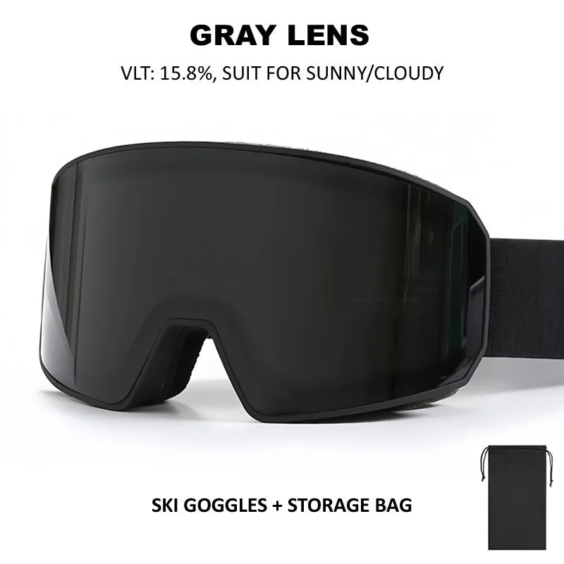 NEW Double Lens Full Ski Goggles OTG Snowboard Eyewear Adults Snow Glasses REVO Coating Anti-Fog Snow Blindness Protection