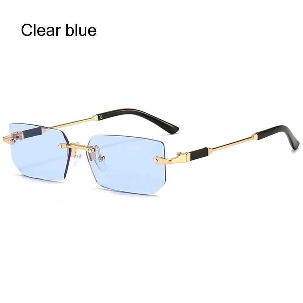 Rimless Sunglasses Rectangle Fashion Popular Women Men Shades Small Square Sun Glasses For Female male Summer Traveling Oculos