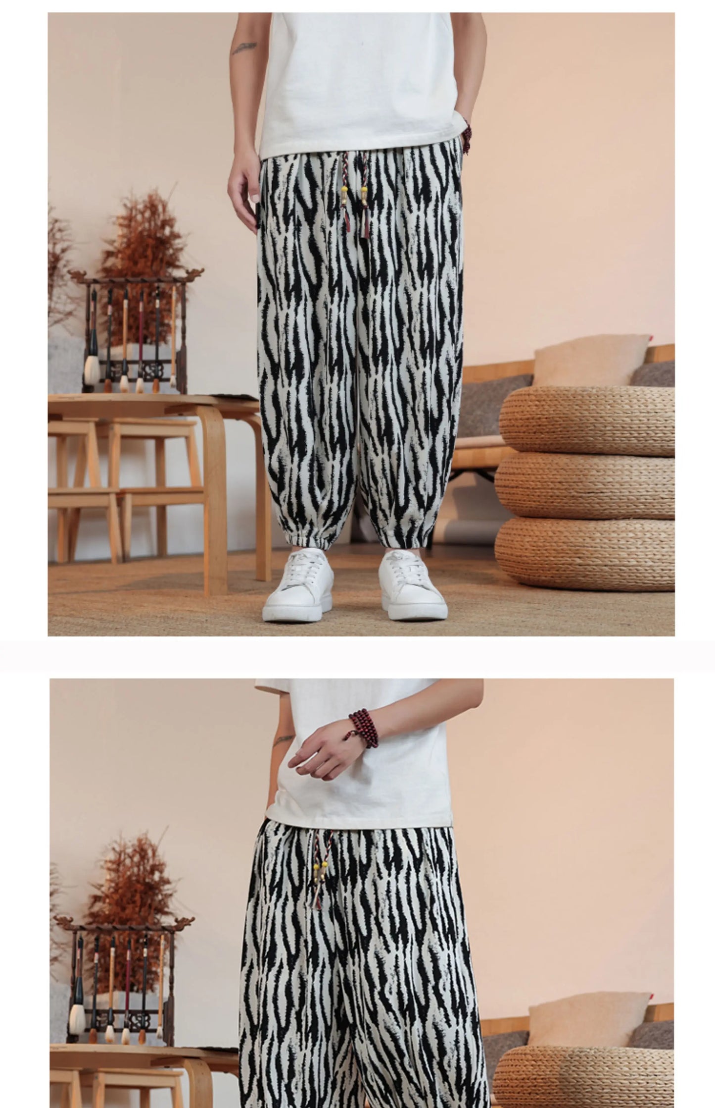 Summer Men Wide-leg Pants Male Retro Harem Pants Mens Hiphop Streetwear Harajuku Style Casual Pants Women Jogging Trousers