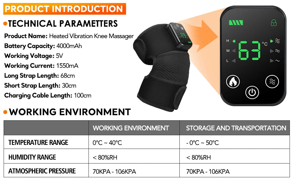 Knee Protection for Joint Shoulder Elbow Massager Vibrador 3-in-1 Knee Pads Heated Knee Muscle Relaxation Massage Belt Wireless