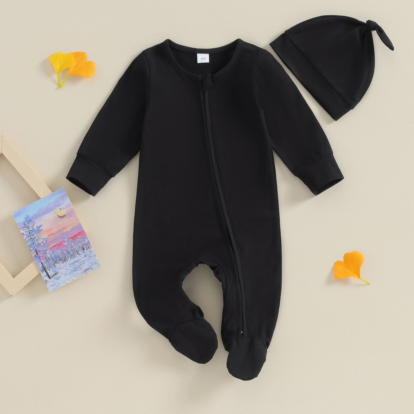ma&baby 0-6M Newborn Infant Baby Boy Girl Jumpsuit Soft Long Sleeve Zipper Romper + Hat  Fall Spring Baby Outfits Clothing