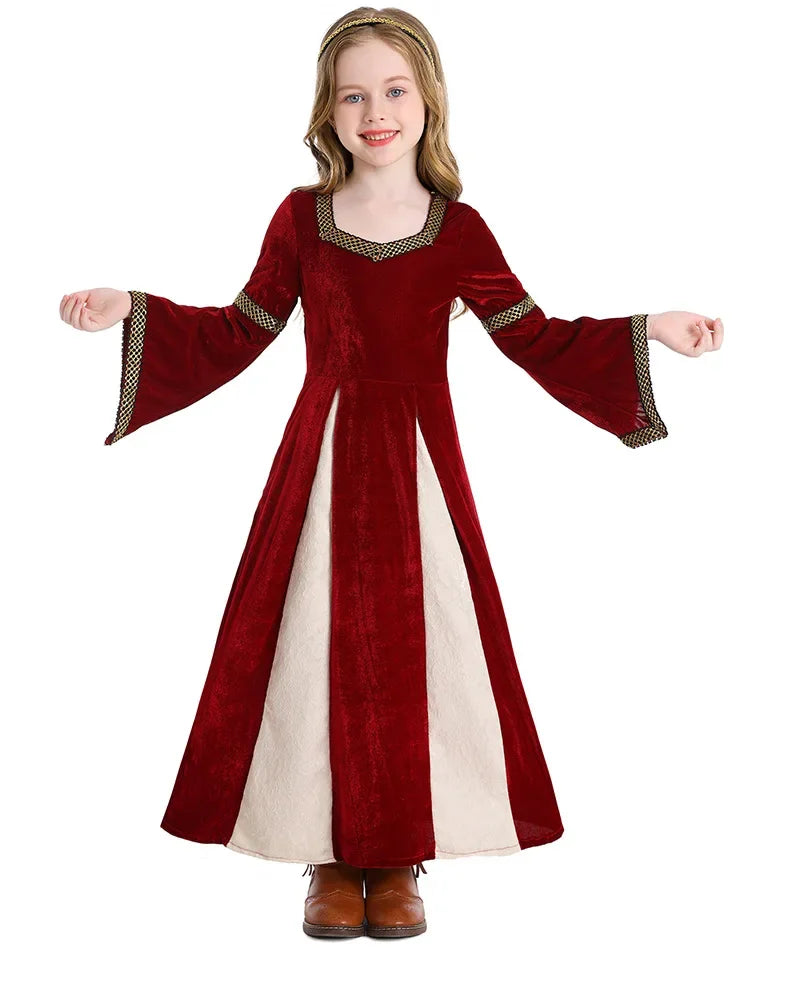 Halloween Girls Costumes Carnival Renaissance Retro Medieval Musical Theater Stage Costumes Palace Style Bell Sleeve Long Dress
