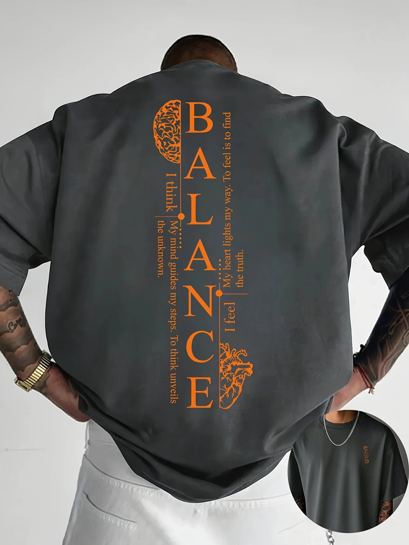 Vertical Red Balance Typography Print on Premium Soft 100% Cotton Mens T shirt Perfect for Summer Streetwear and Casual Vibe