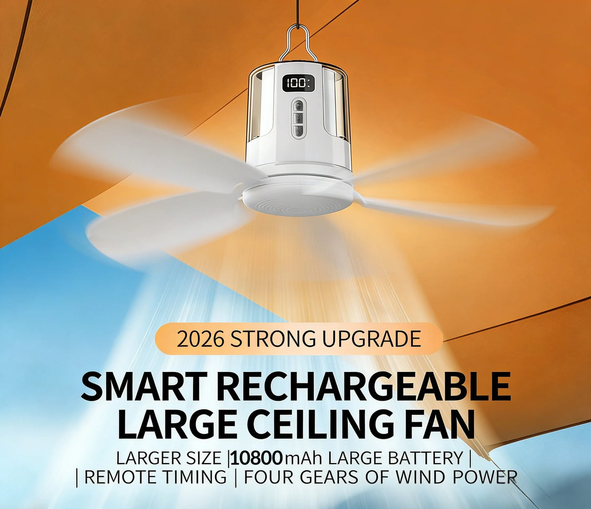 10800mAh Outdoor Camping Fan Portable Ceiling Fans Tent Ventilator Cooler Rechargeable Electric Fan Remote Control LED Lighting