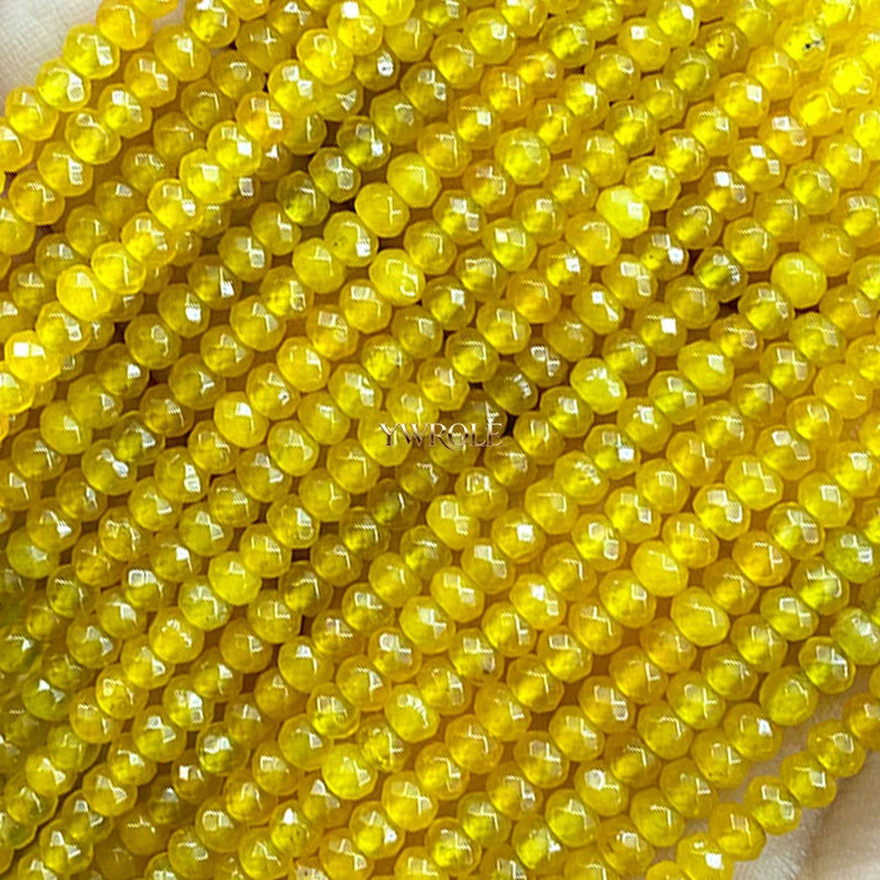 3x4mm Rondelle Faceted Natural Stone Chalcedony Tourmaline Color Loose Spacer Beads for Jewelry Making Diy Bracelet Accessories