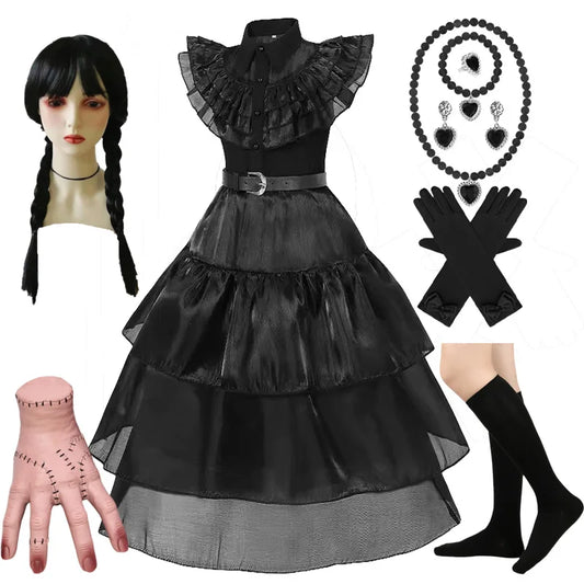 Girls Halloween Cosplay Costume Black Gothic Clothes Costume Kids Carnival Fancy Dress Up