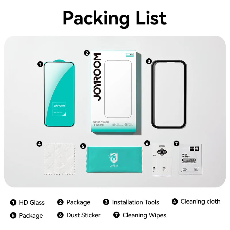 Joyroom 3/2/1pcs HD Anti-Blue Light Glass for iPhone 17 Pro Max Screen Protector Full Screen Eye Protection Tempered Glass