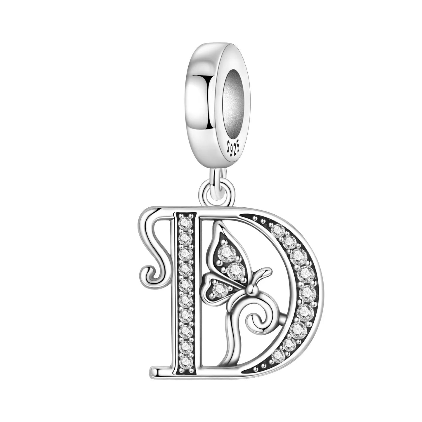 2026 New 925 Sterling Silver Zircon Scroll Grass Pattern 26 Letter Bead Charms for Women Fit DIY Bracelet Necklace Jewelry Gift