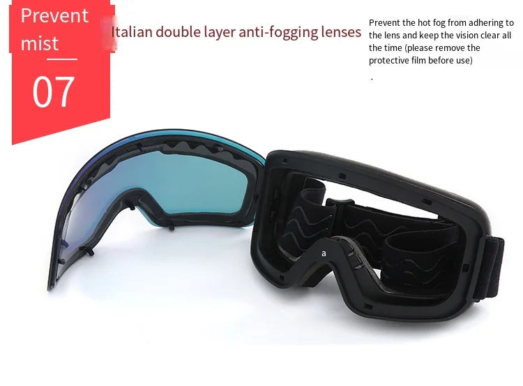 Adult Ski Snowboard Goggles Unisex Double Anti-Fog UV400 Cylindrical Lens Skiing Eyewear Mask Snow Protection over Glasses