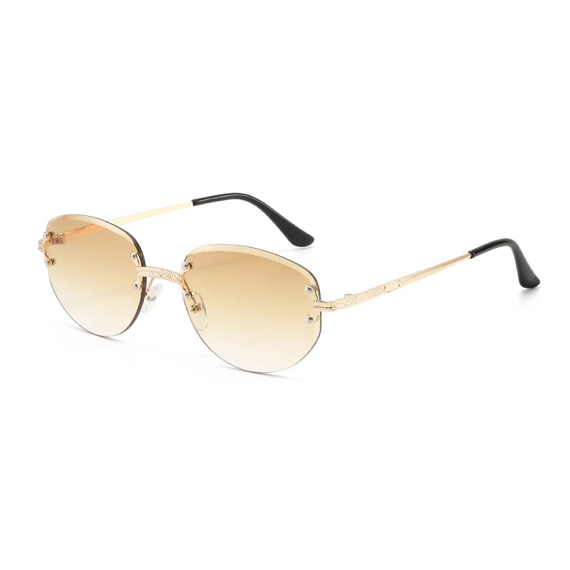 Rimless Sunglasses Irregular Fashion Popular Women Men Shades Small Square Sun Glasses for Female Male Summer Traveling Oculos