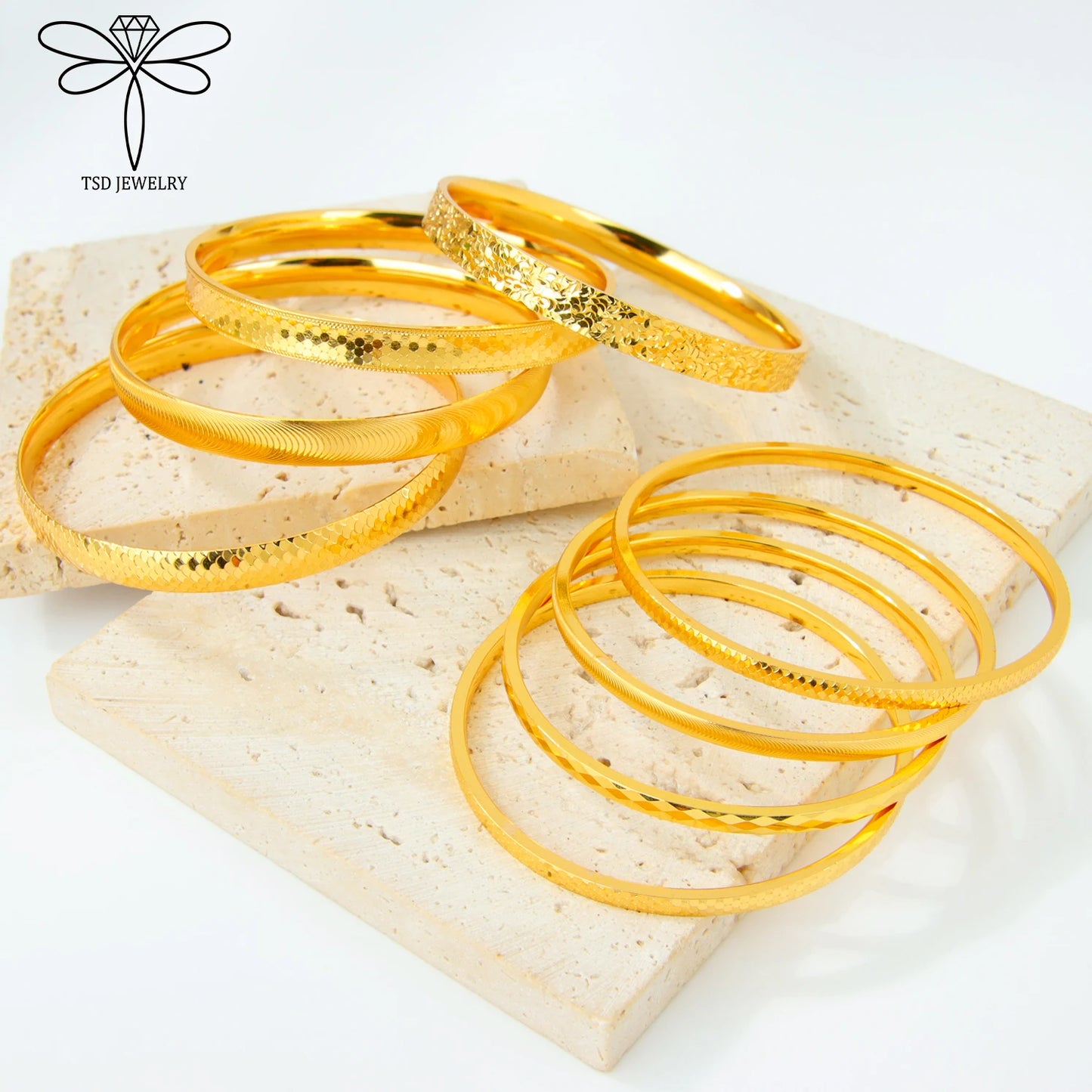 Arabic Bridal Wedding Cuff Bracelet 24k Gold Plated Dubai Simple Fashion Wrap Bangles Oman Women Event Party Daily Jewelry