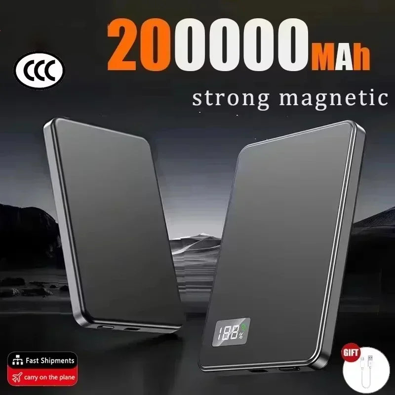 Lenovo 500000mAh CCC Certified Magnetic Ultra Thin Wireless Portable Power Bank Super Fast Charging LED Display Pack For MagSafe